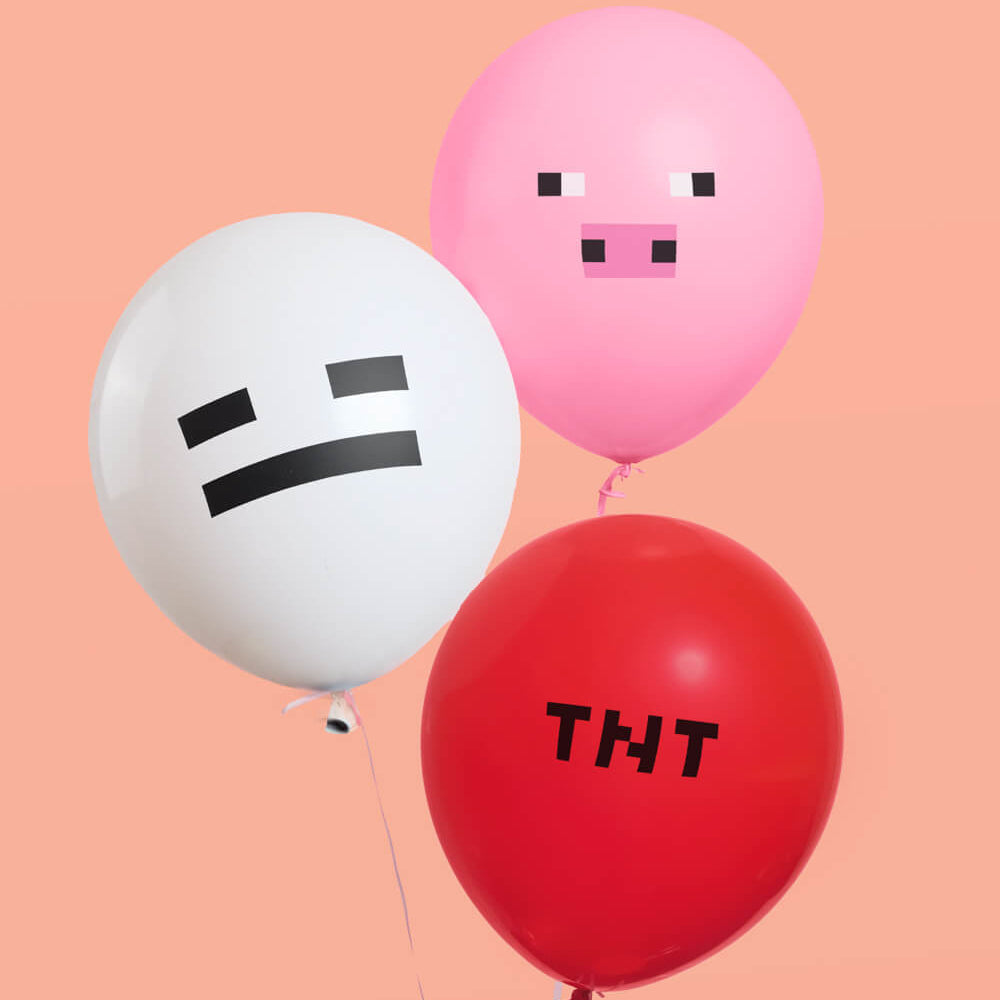 Pixel Mining Game Balloon Pack - 25 latex balloons xo, Fetti xo, Fetti Collective Pixel Mining Game Balloon Pack - 25 latex balloons Bonjour Fete - Party Supplies