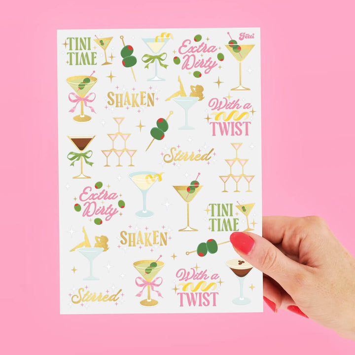 Martini Tats - 50 temporary tattoos xo, Fetti Temporary Tattoos Martini Tats - 50 temporary tattoos Bonjour Fete - Party Supplies
