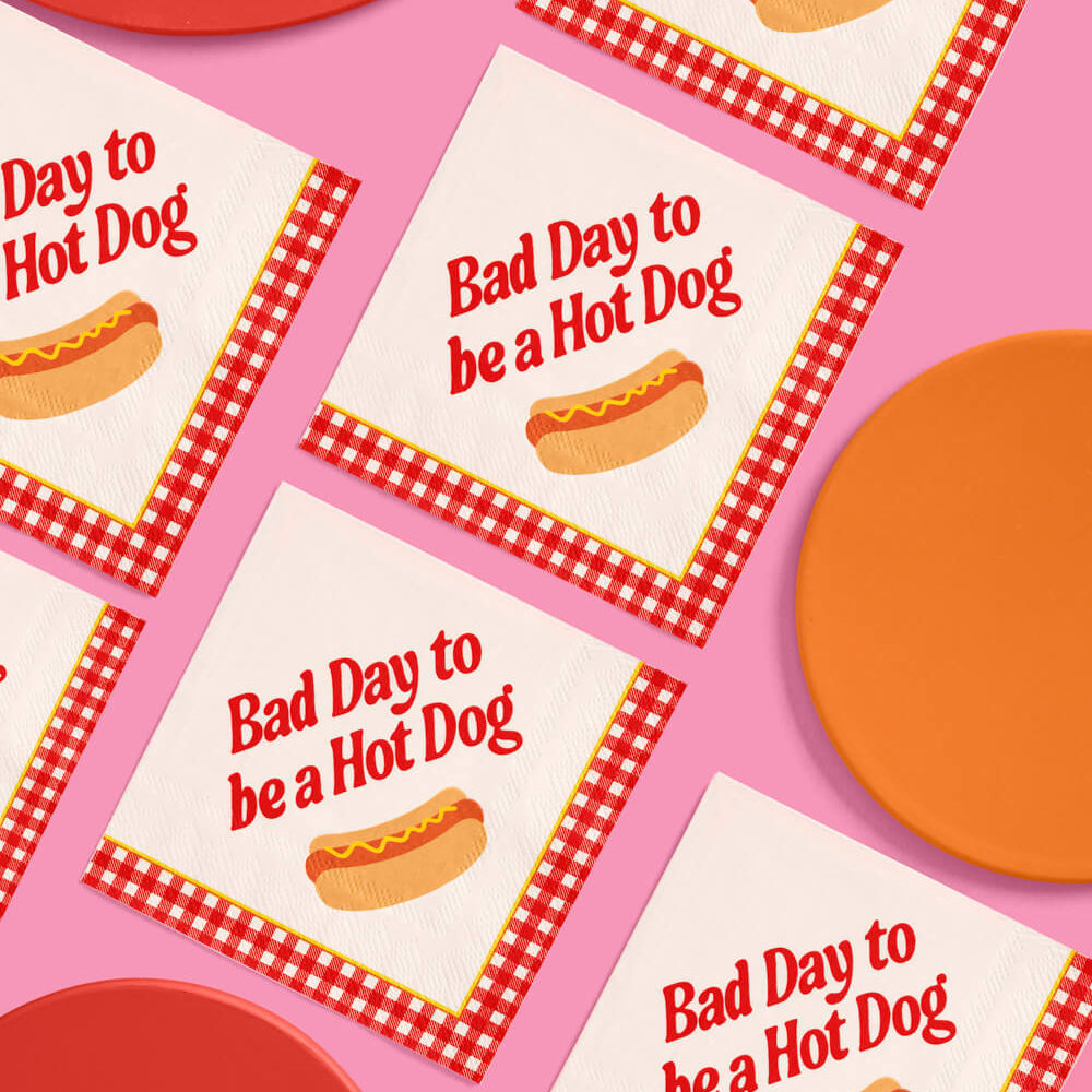 Bad Day to Be a Hot Dog Napkins - 25 cocktail napkins - Bonjour Fête 