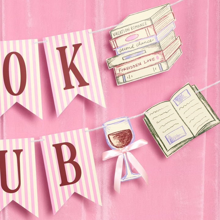 Book Club Banner - pink printed banner xo, Fetti Banners Book Club Banner - pink printed banner Bonjour Fete - Party Supplies