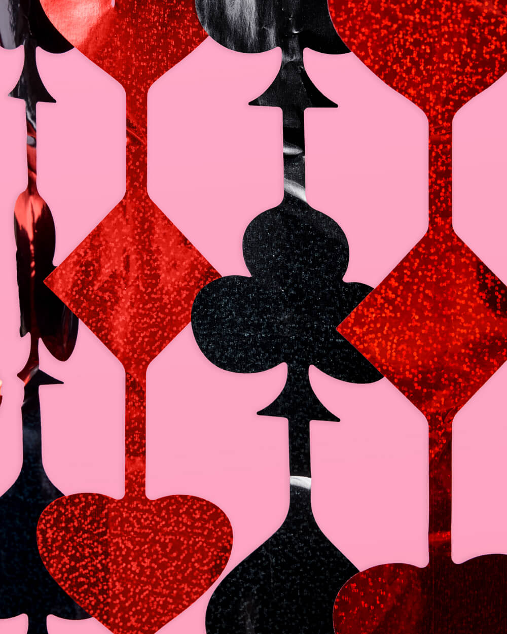 Card Suit Foil Curtain, Set of 2