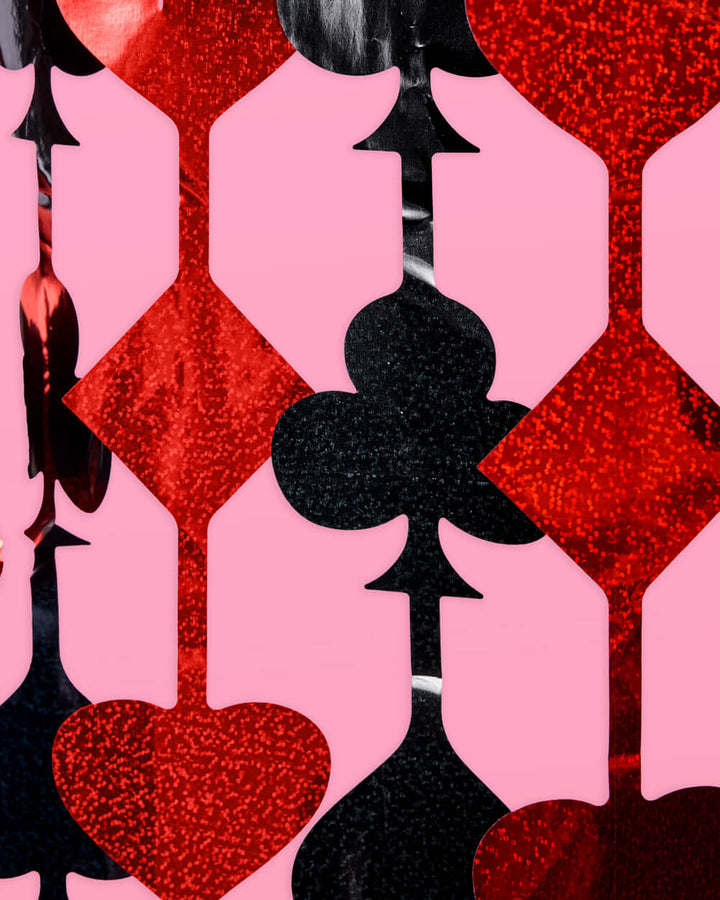 Card Suit Foil Curtain, Set of 2