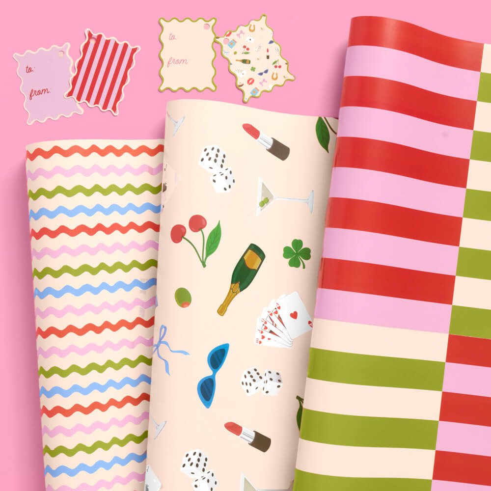Cute Girl Wrapping Paper - 12 sheets + 16 tags