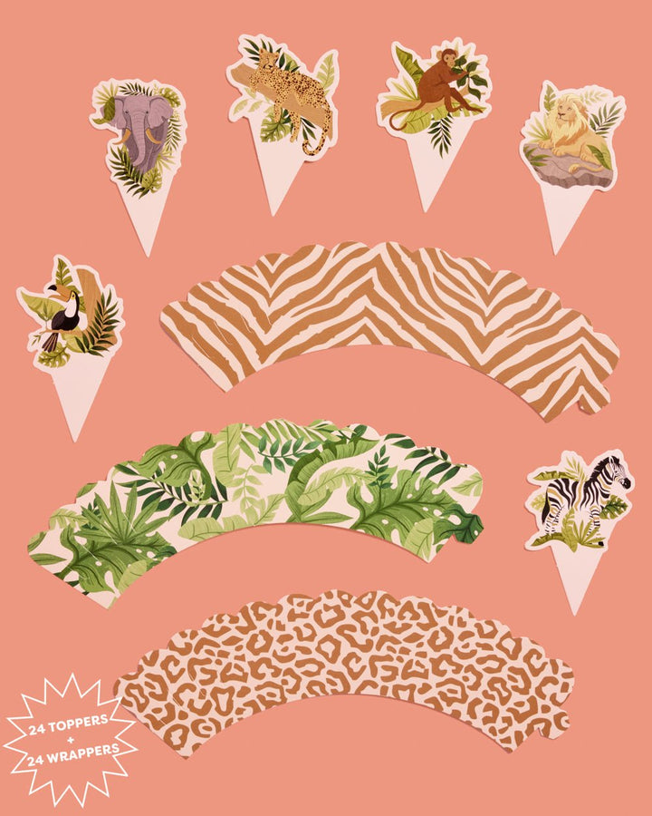 Safari Animal Cupcake Toppers & Wrappers