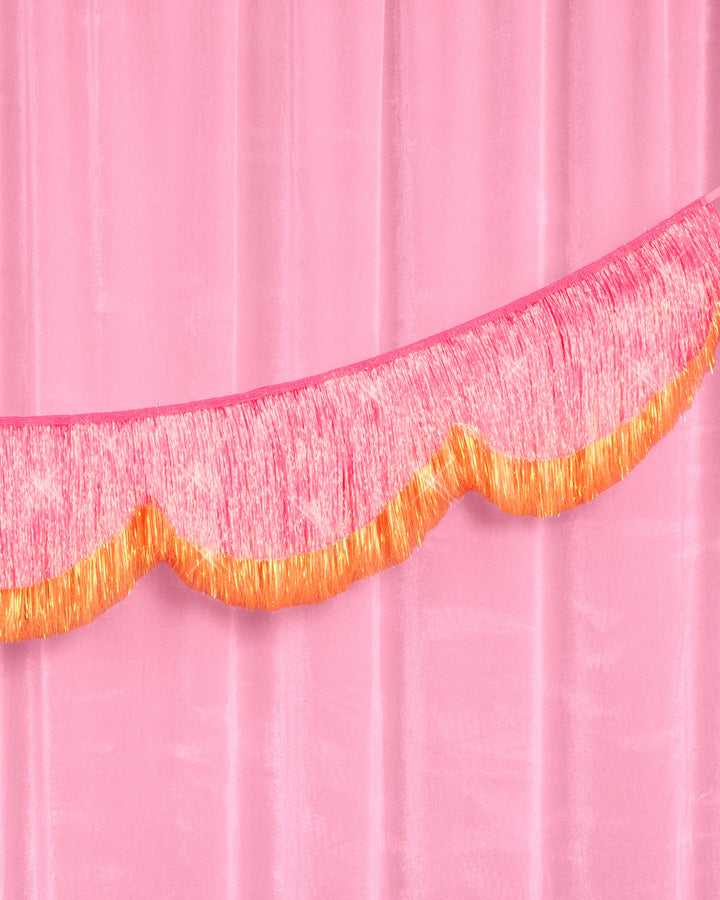Pink Orange Scallop Fringe - iridescent foil banner xo, Fetti Banners Pink Orange Scallop Fringe - iridescent foil banner Bonjour Fete - Party Supplies