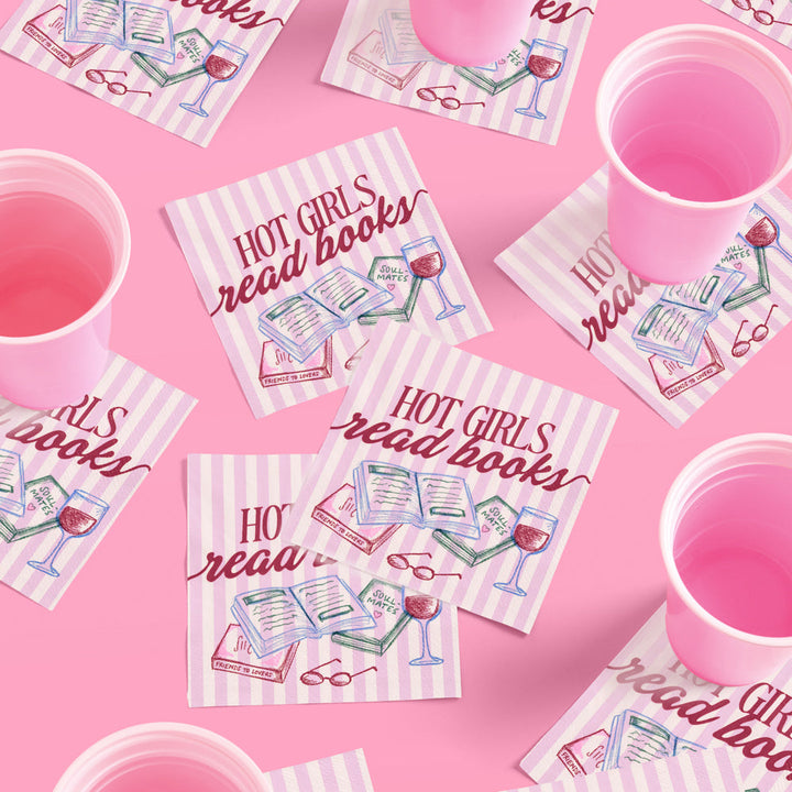 Hot Girls Book Club Napkins - 25 paper napkins xo, Fetti napkins Hot Girls Book Club Napkins - 25 paper napkins Bonjour Fete - Party Supplies