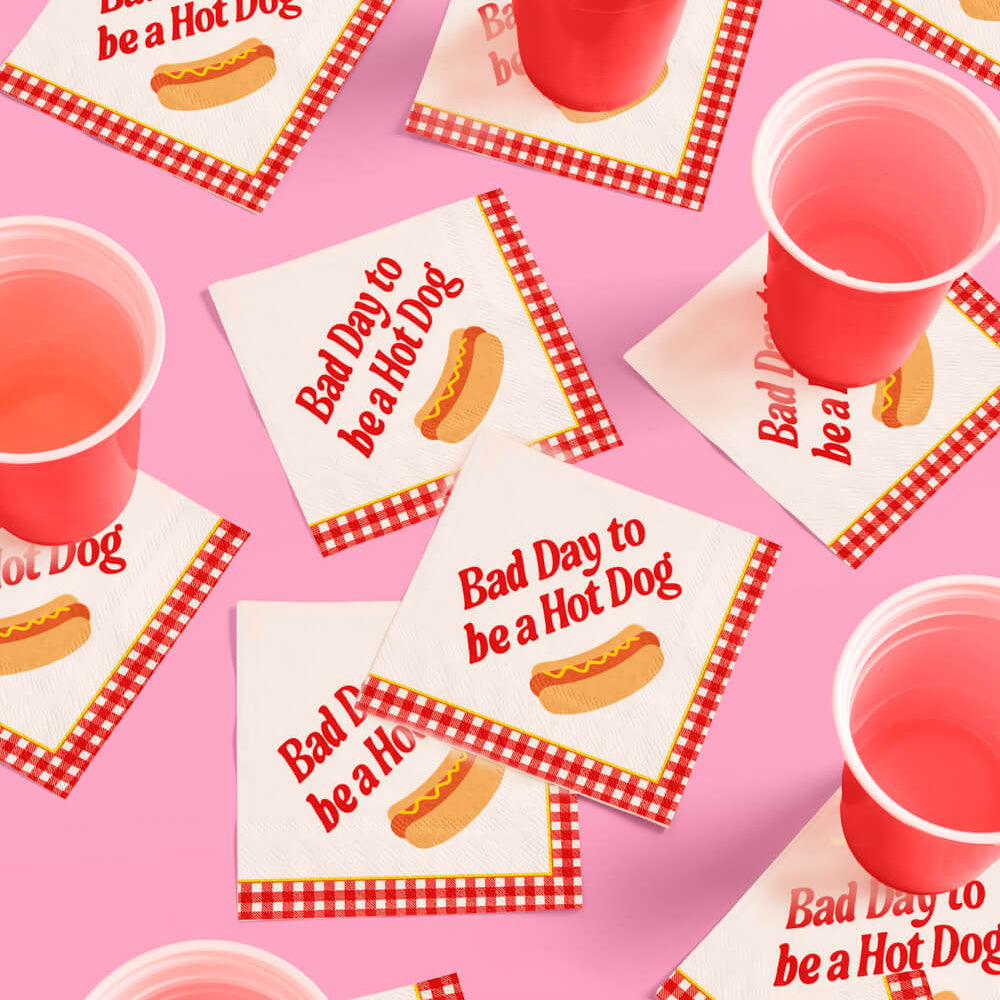 Bad Day to Be a Hot Dog Napkins - 25 cocktail napkins - Bonjour Fête 