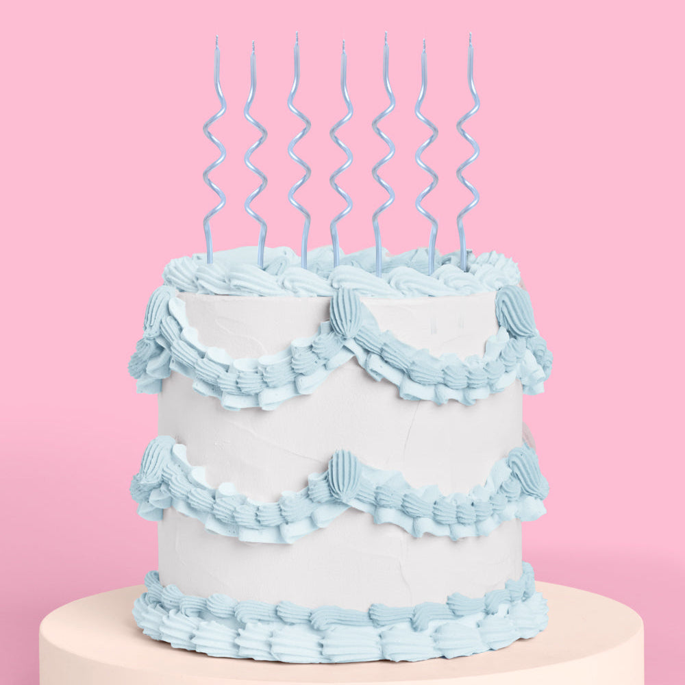 Pearl Blue Candles - 10 wavy candles xo, Fetti candles Pearl Blue Candles - 10 wavy candles Bonjour Fete - Party Supplies