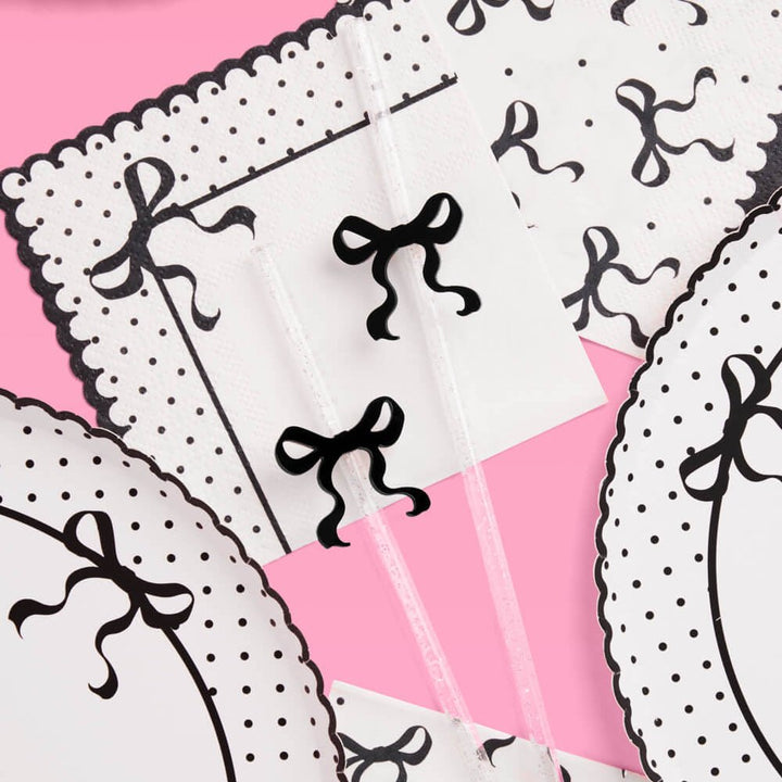 Little Black Bow Straws - 12 reusable straws xo, Fetti straw Little Black Bow Straws - 12 reusable straws Bonjour Fete - Party Supplies