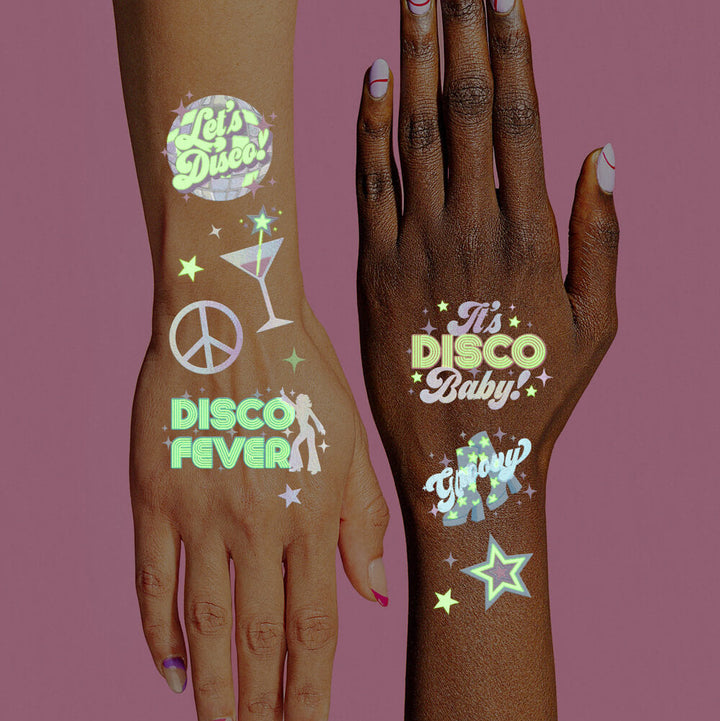 Disco Glo Tats - 48 foil temporary tattoos - Bonjour Fête 