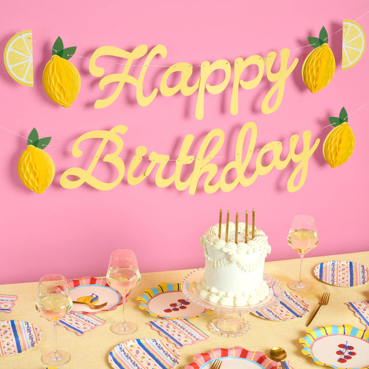 Happy Birthday Lemon Banner - lemon birthday banner - Bonjour Fête 