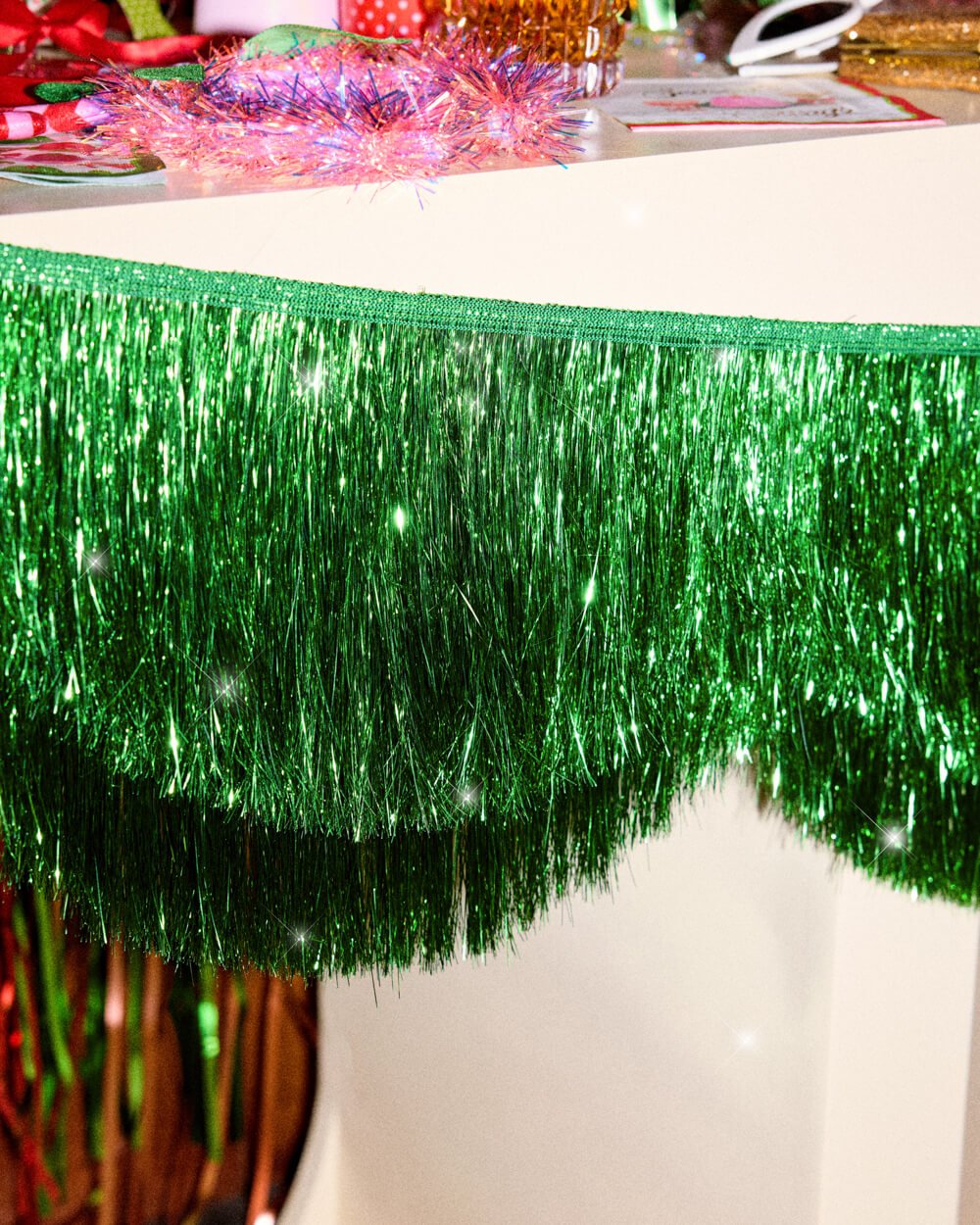 Green Scallop Fringe Christmas Banner