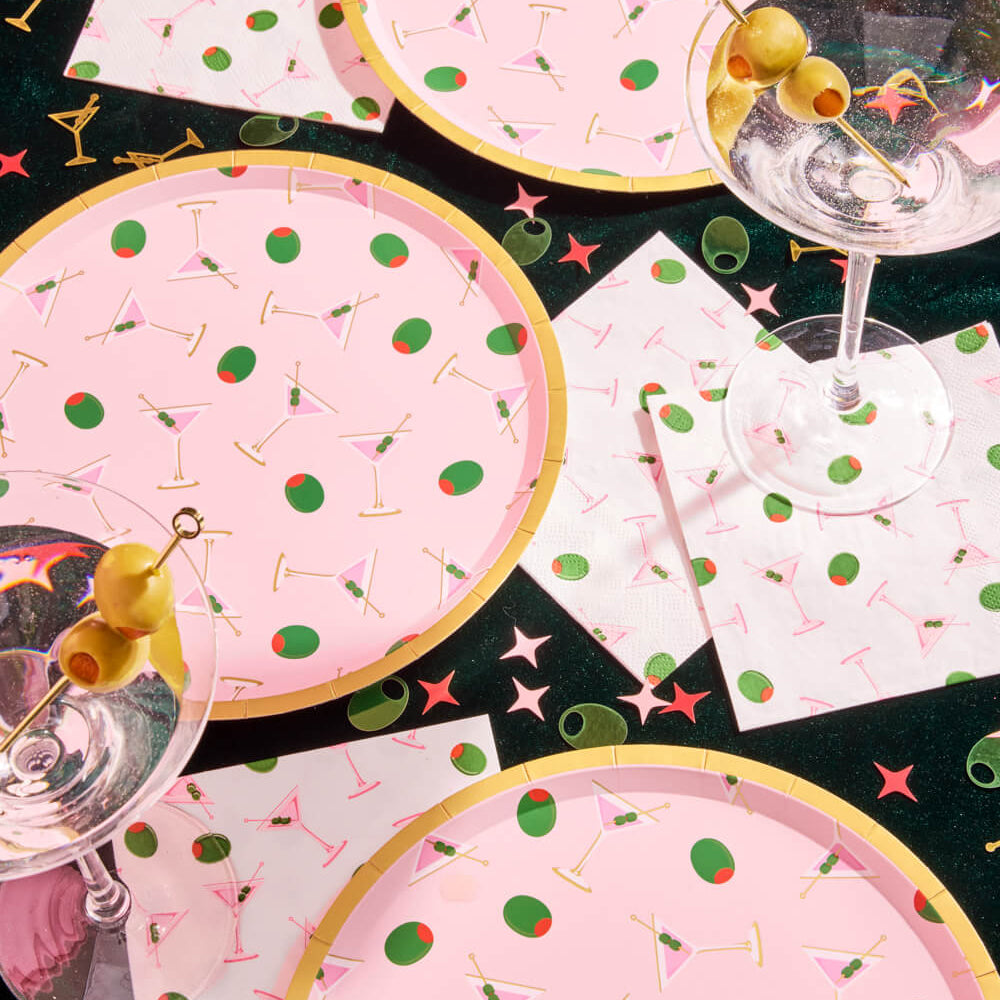 Martini Plates - 25 paper plates xo, Fetti paper plates Martini Plates - 25 paper plates Bonjour Fete - Party Supplies