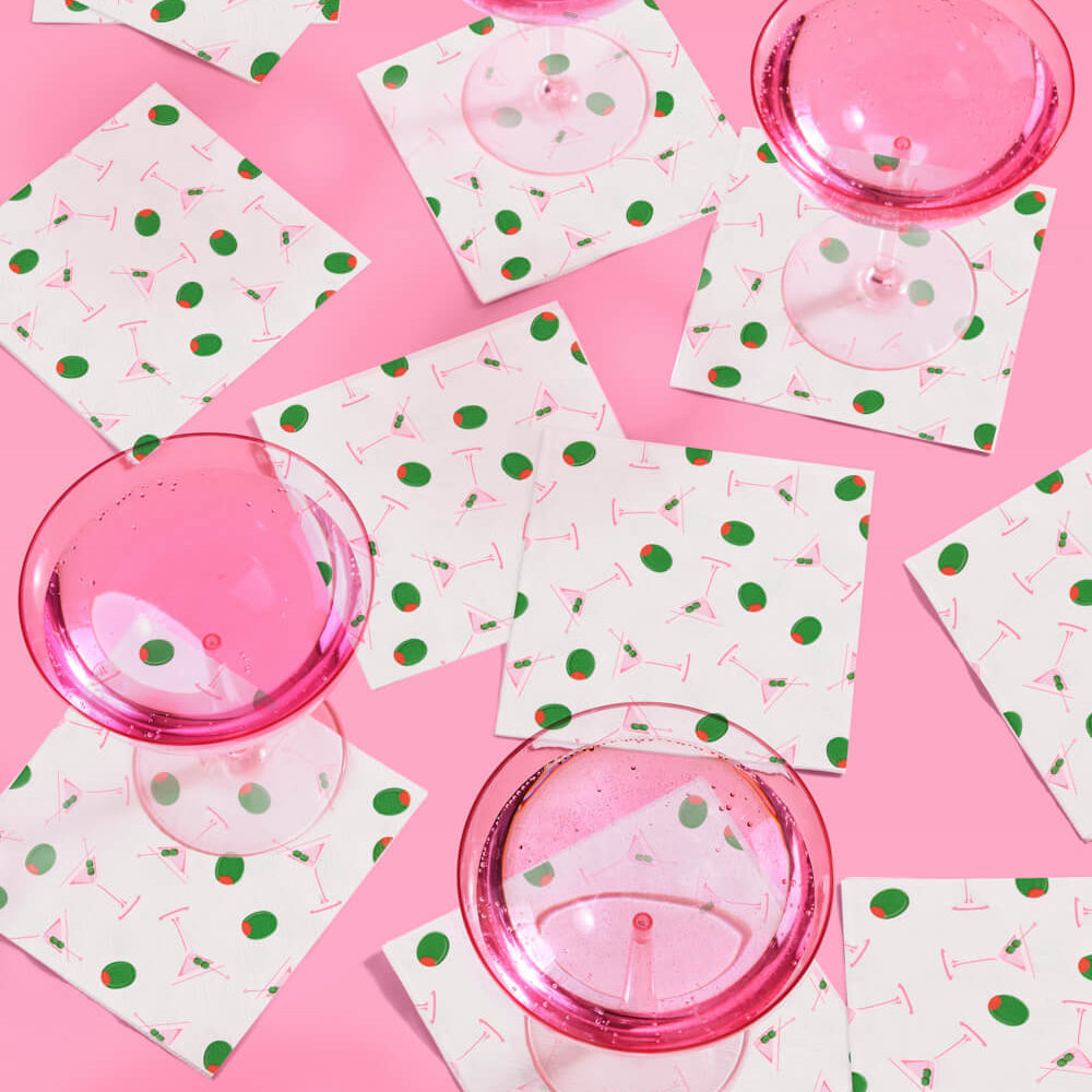 Martini Napkins - 25 paper napkins xo, Fetti napkins Martini Napkins - 25 paper napkins Bonjour Fete - Party Supplies