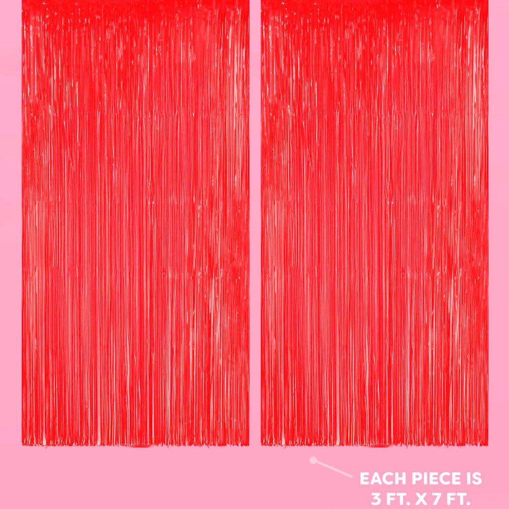 Cherry Red Curtain - set of 2 curtains xo, Fetti foil curtain Cherry Red Curtain - set of 2 curtains Bonjour Fete - Party Supplies