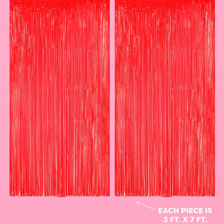 Cherry Red Curtain - set of 2 curtains xo, Fetti foil curtain Cherry Red Curtain - set of 2 curtains Bonjour Fete - Party Supplies