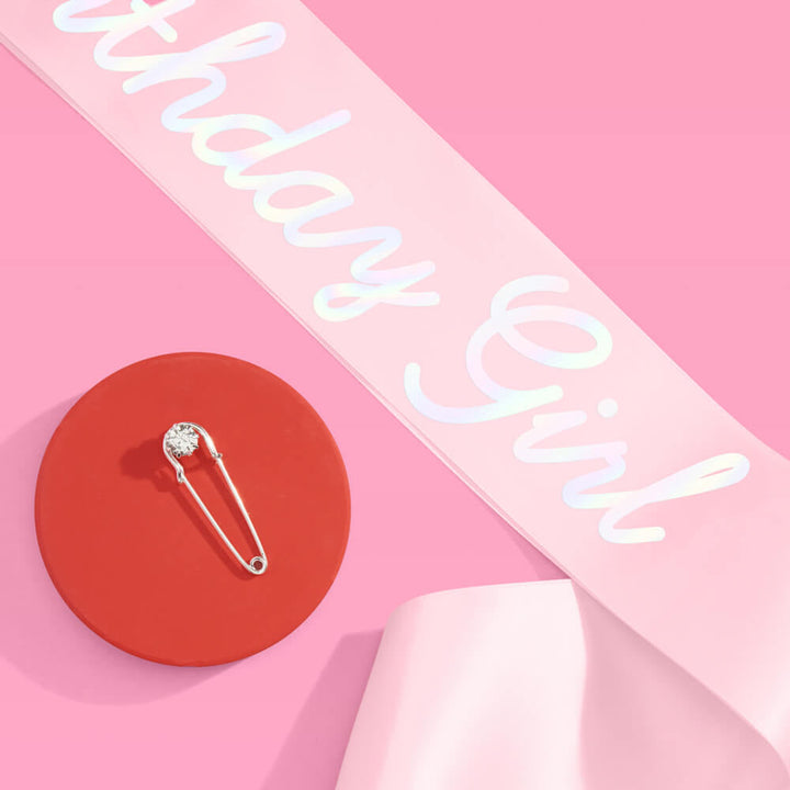 SHIMMER BIRTHDAY GIRL SASH xo, Fetti sash SHIMMER BIRTHDAY GIRL SASH Bonjour Fete - Party Supplies