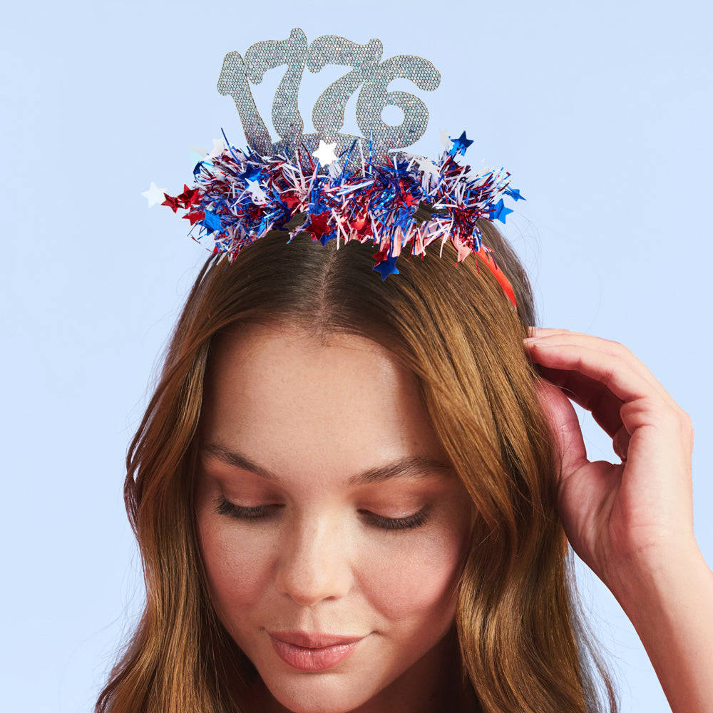 America 250 Headband - patriotic tinsel headband xo, Fetti party headband America 250 Headband - patriotic tinsel headband Bonjour Fete - Party Supplies