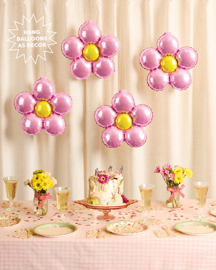 Flower balloons styled at a party