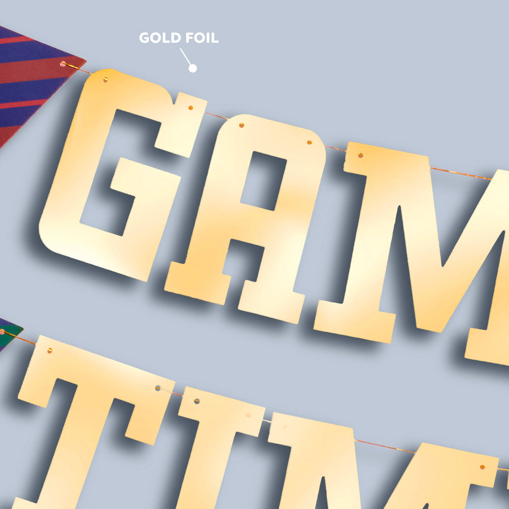 Game Time Banner - gold foil banner xo, Fetti xo, Fetti Collective Game Time Banner - gold foil banner Bonjour Fete - Party Supplies