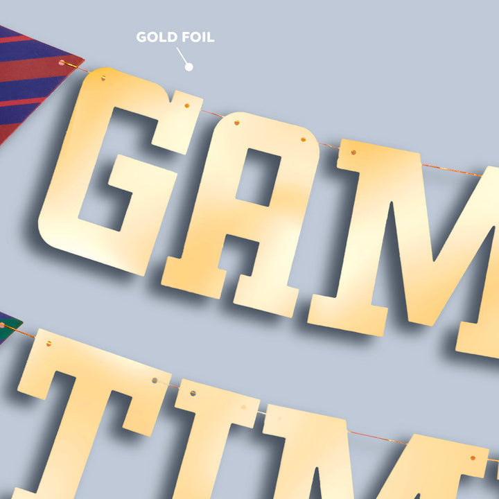 Game Time Banner - gold foil banner xo, Fetti xo, Fetti Collective Game Time Banner - gold foil banner Bonjour Fete - Party Supplies