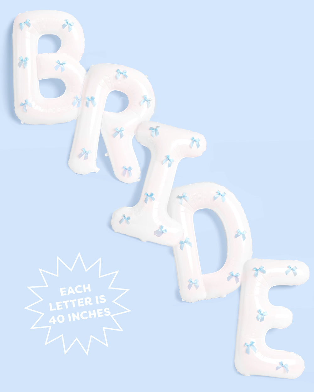 XL Bride + Bows Balloons - 40" white balloons + blue bows xo, Fetti Balloons XL Bride + Bows Balloons - 40" white balloons + blue bows Bonjour Fete - Party Supplies