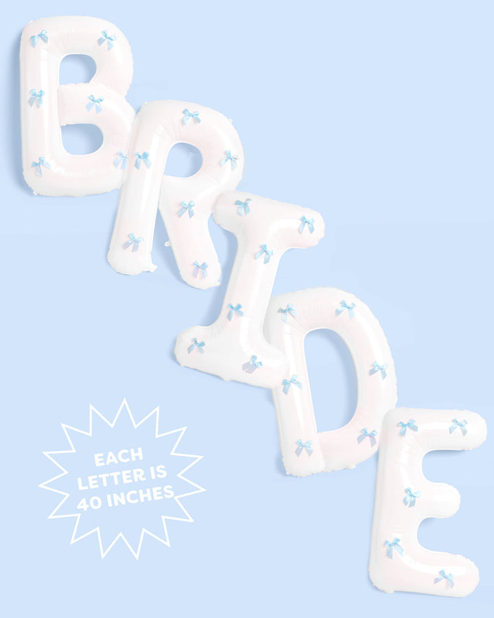 XL Bride + Bows Balloons - 40" white balloons + blue bows xo, Fetti Balloons XL Bride + Bows Balloons - 40" white balloons + blue bows Bonjour Fete - Party Supplies