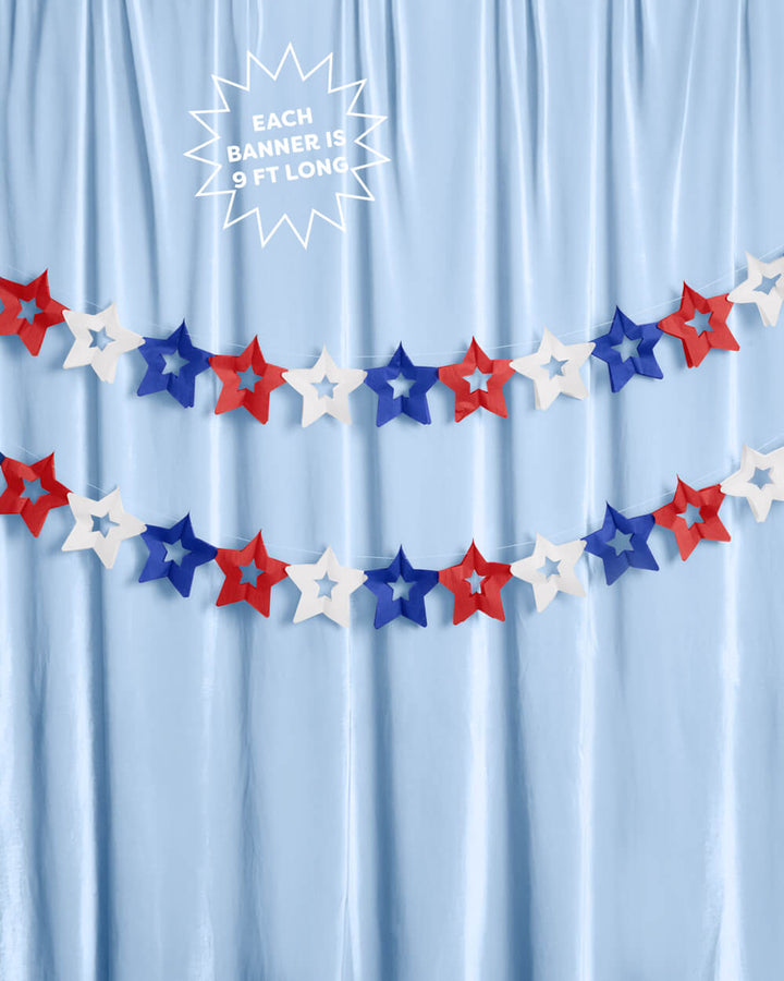 Star Spangled Paper Star Banners, Set of 2