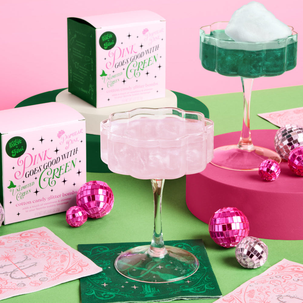 Pink + Green Glitter Bombs - 4 cotton candy glitter bombs xo, Fetti xo, Fetti Collective Pink + Green Glitter Bombs - 4 cotton candy glitter bombs Bonjour Fete - Party Supplies