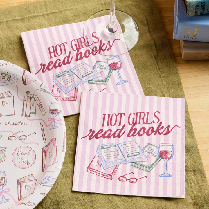 Hot Girls Book Club Napkins - 25 paper napkins xo, Fetti napkins Hot Girls Book Club Napkins - 25 paper napkins Bonjour Fete - Party Supplies