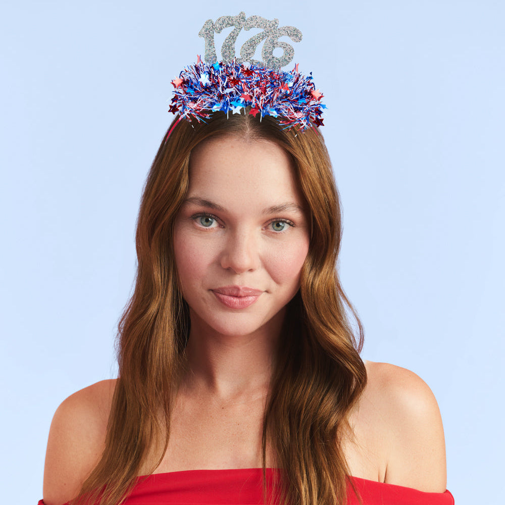 America 250 Headband - patriotic tinsel headband xo, Fetti party headband America 250 Headband - patriotic tinsel headband Bonjour Fete - Party Supplies
