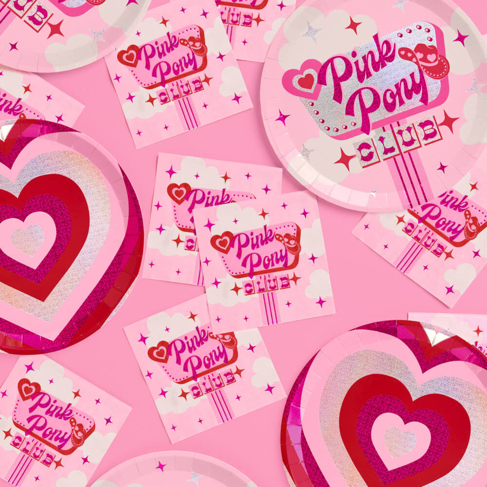 PINK PONY CLUB COCKTAIL NAPKINS xo, Fetti napkins PINK PONY CLUB COCKTAIL NAPKINS Bonjour Fete - Party Supplies