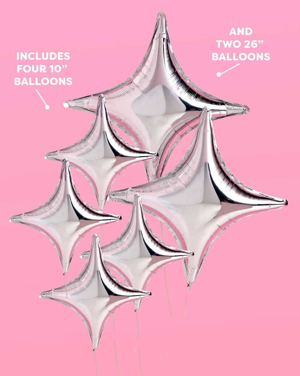 Silver sparkle foil balloons styled at a party