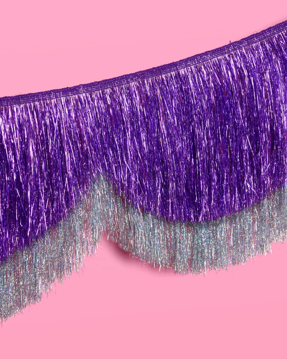 Purple + Silver Scallop Fringe - 6 ft fringe banner