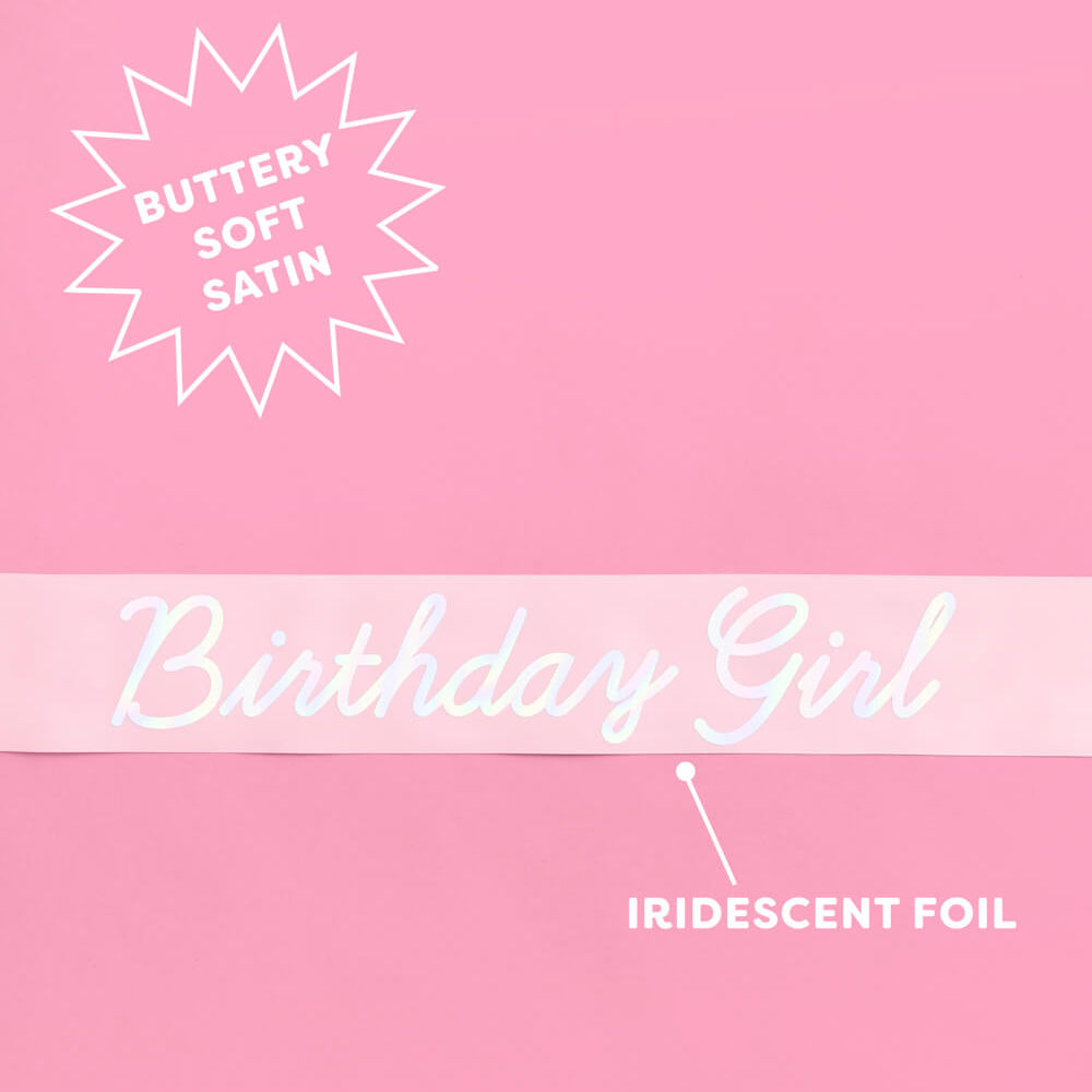 SHIMMER BIRTHDAY GIRL SASH xo, Fetti sash SHIMMER BIRTHDAY GIRL SASH Bonjour Fete - Party Supplies