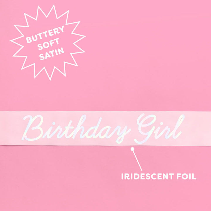 SHIMMER BIRTHDAY GIRL SASH xo, Fetti sash SHIMMER BIRTHDAY GIRL SASH Bonjour Fete - Party Supplies