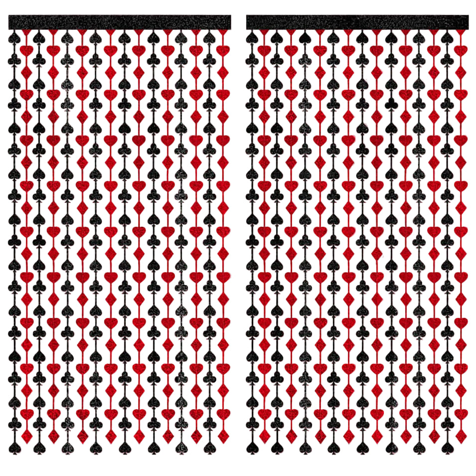Card Suit Foil Curtain, Set of 2