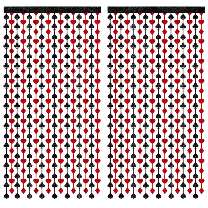 Card Suit Foil Curtain, Set of 2