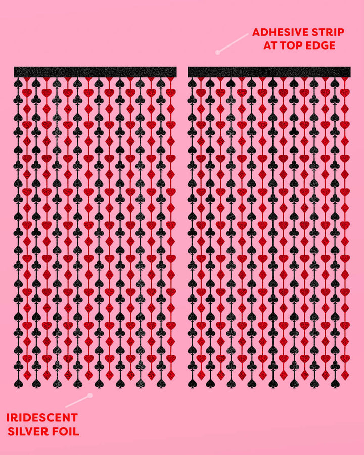 Card Suit Foil Curtain, Set of 2