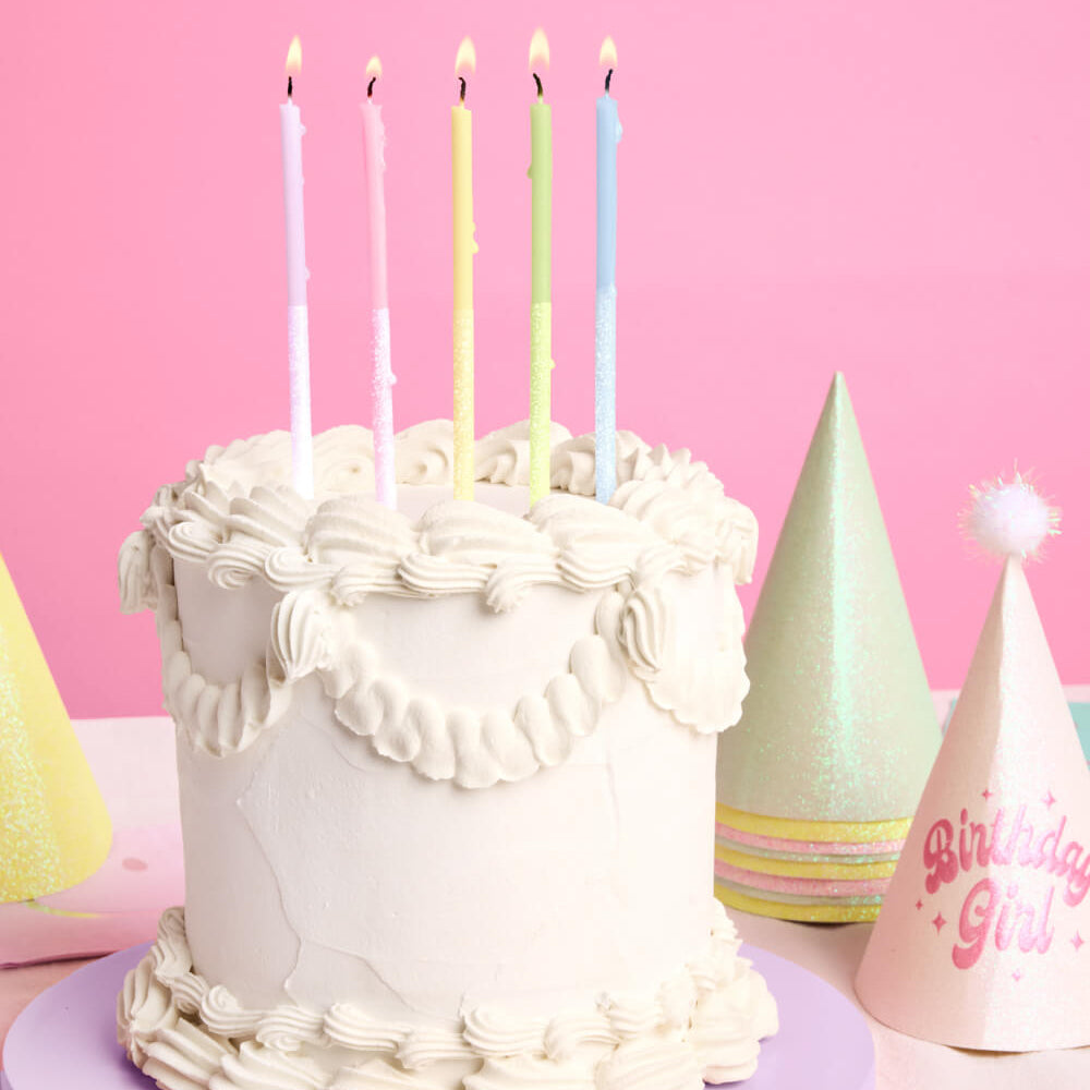 Pastel Glitter Candles - 10 glitter candles xo, Fetti candles Pastel Glitter Candles - 10 glitter candles Bonjour Fete - Party Supplies