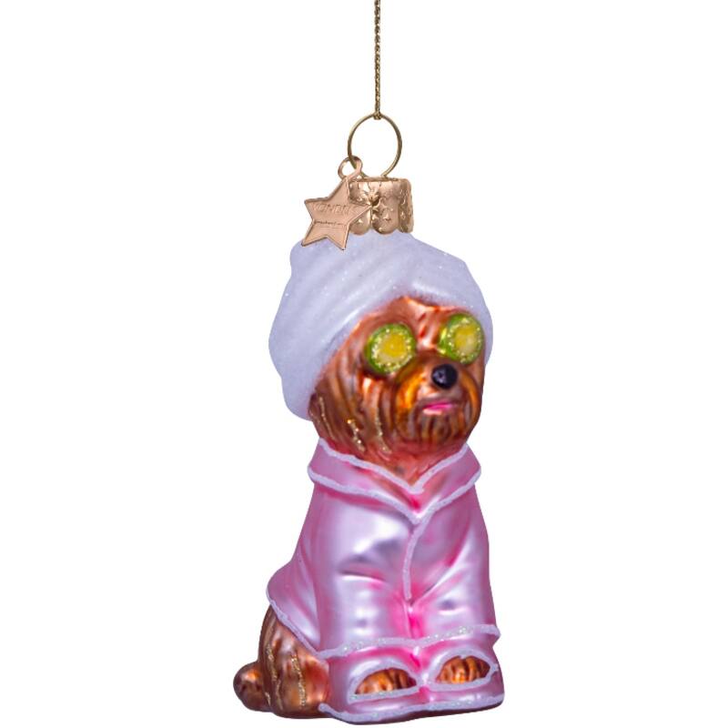 SELF CARE DOG GLASS ORNAMENT Vondels Christmas Ornament Bonjour Fete - Party Supplies