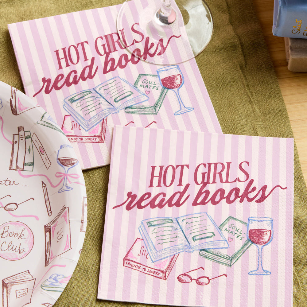Hot Girls Book Club Napkins - 25 paper napkins xo, Fetti napkins Hot Girls Book Club Napkins - 25 paper napkins Bonjour Fete - Party Supplies