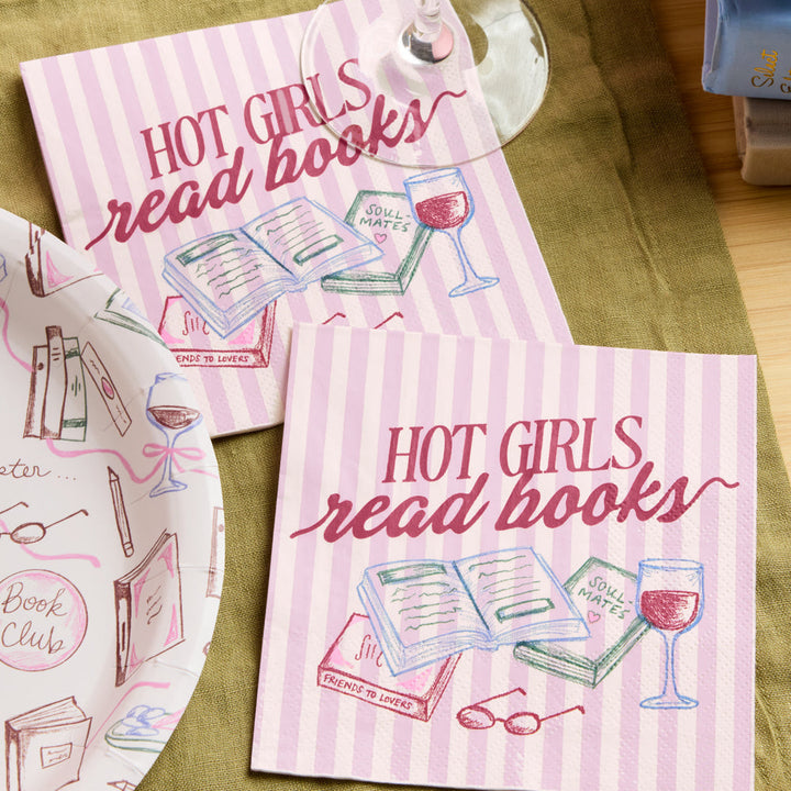 Hot Girls Book Club Napkins - 25 paper napkins xo, Fetti napkins Hot Girls Book Club Napkins - 25 paper napkins Bonjour Fete - Party Supplies
