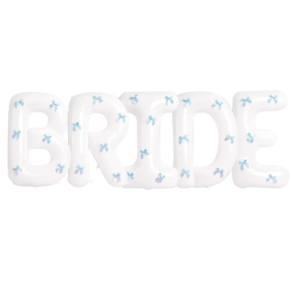 XL Bride + Bows Balloons - 40" white balloons + blue bows xo, Fetti Balloons XL Bride + Bows Balloons - 40" white balloons + blue bows Bonjour Fete - Party Supplies