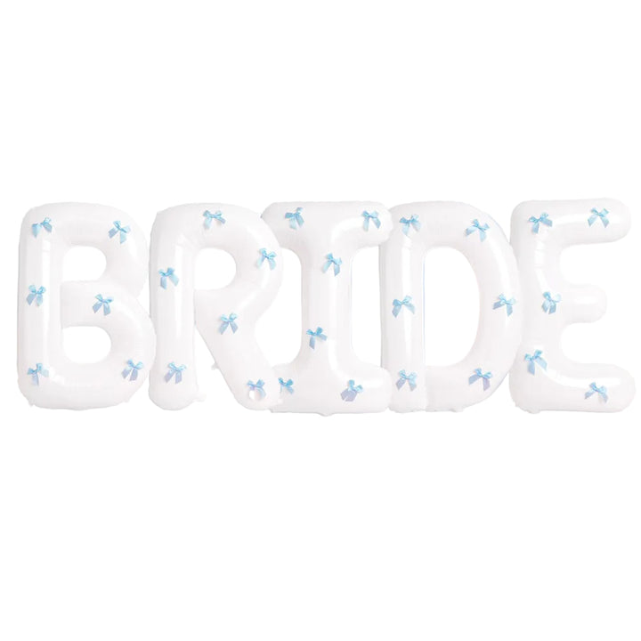 XL Bride + Bows Balloons - 40" white balloons + blue bows xo, Fetti Balloons XL Bride + Bows Balloons - 40" white balloons + blue bows Bonjour Fete - Party Supplies