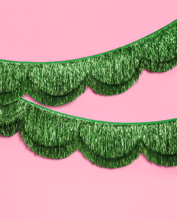 Green Scallop Fringe Christmas Banner