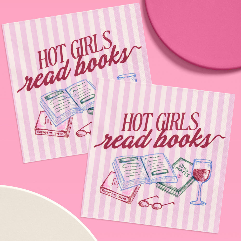 Hot Girls Book Club Napkins - 25 paper napkins xo, Fetti napkins Hot Girls Book Club Napkins - 25 paper napkins Bonjour Fete - Party Supplies