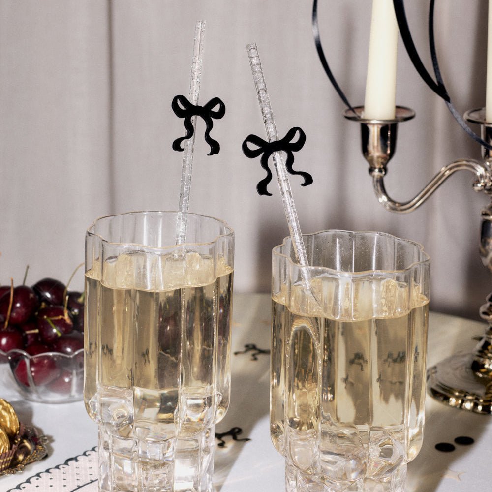 Little Black Bow Straws - 12 reusable straws xo, Fetti straw Little Black Bow Straws - 12 reusable straws Bonjour Fete - Party Supplies