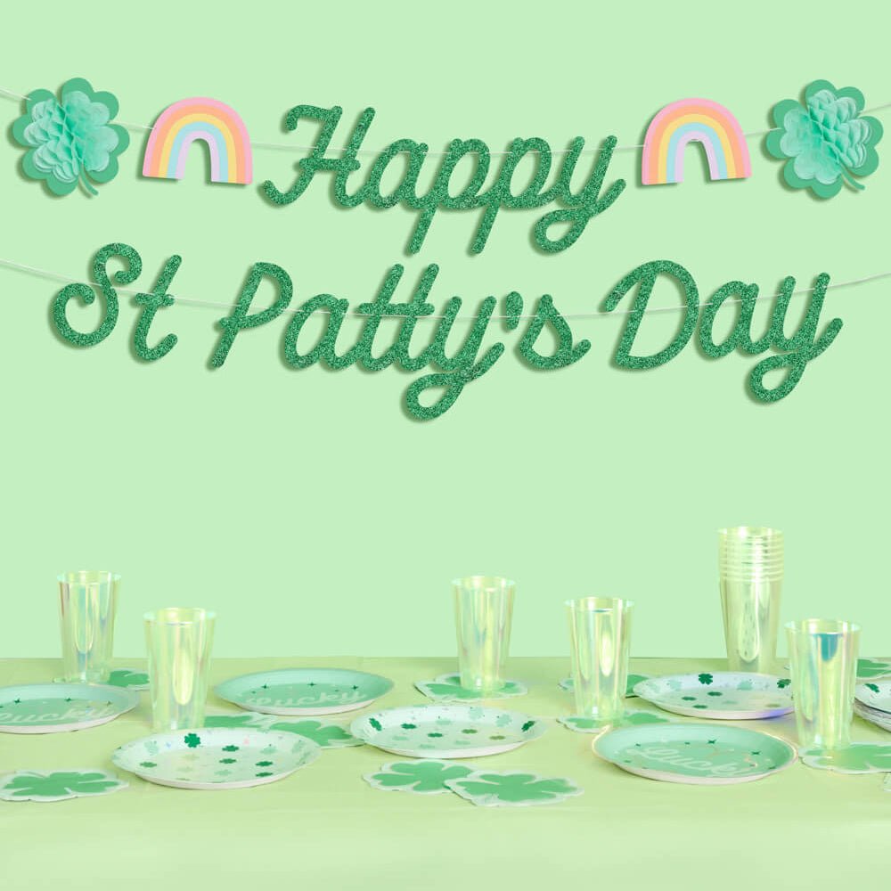 Happy St. Patty's Day Banner - 3D glitter banner xo, Fetti xo, Fetti Collective Happy St. Patty's Day Banner - 3D glitter banner Bonjour Fete - Party Supplies