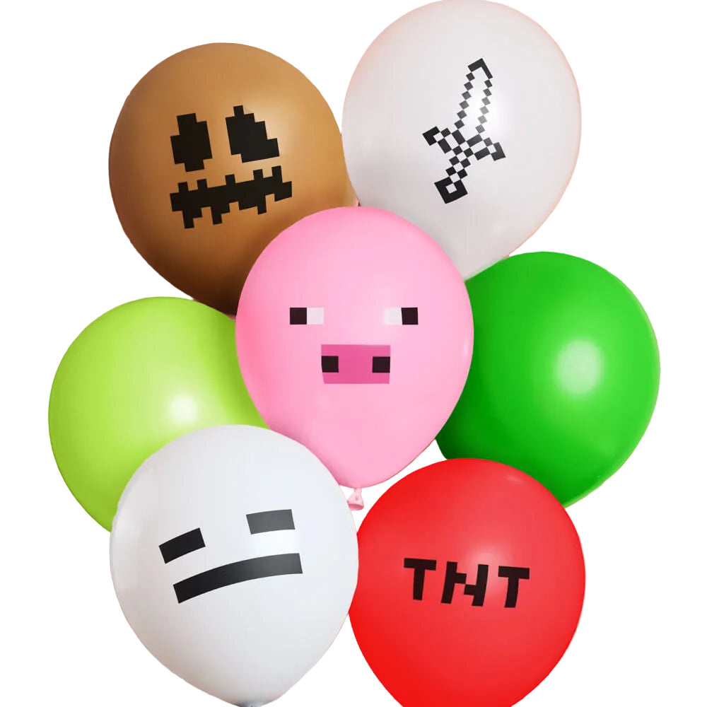 Pixel Mining Game Balloon Pack - 25 latex balloons xo, Fetti xo, Fetti Collective Pixel Mining Game Balloon Pack - 25 latex balloons Bonjour Fete - Party Supplies